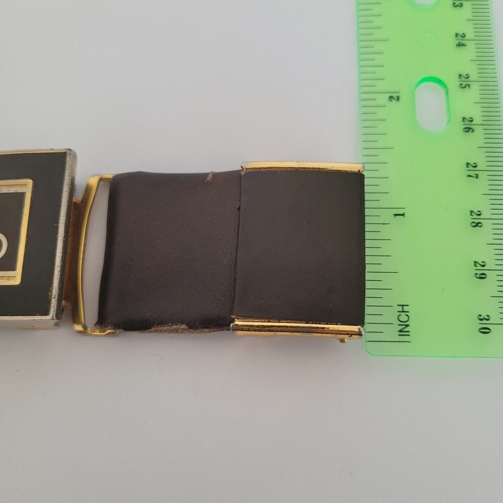 Christian Dior Gold Brown Metal Belt Buckle Logo Slim Vintage - Picture 5 of 5